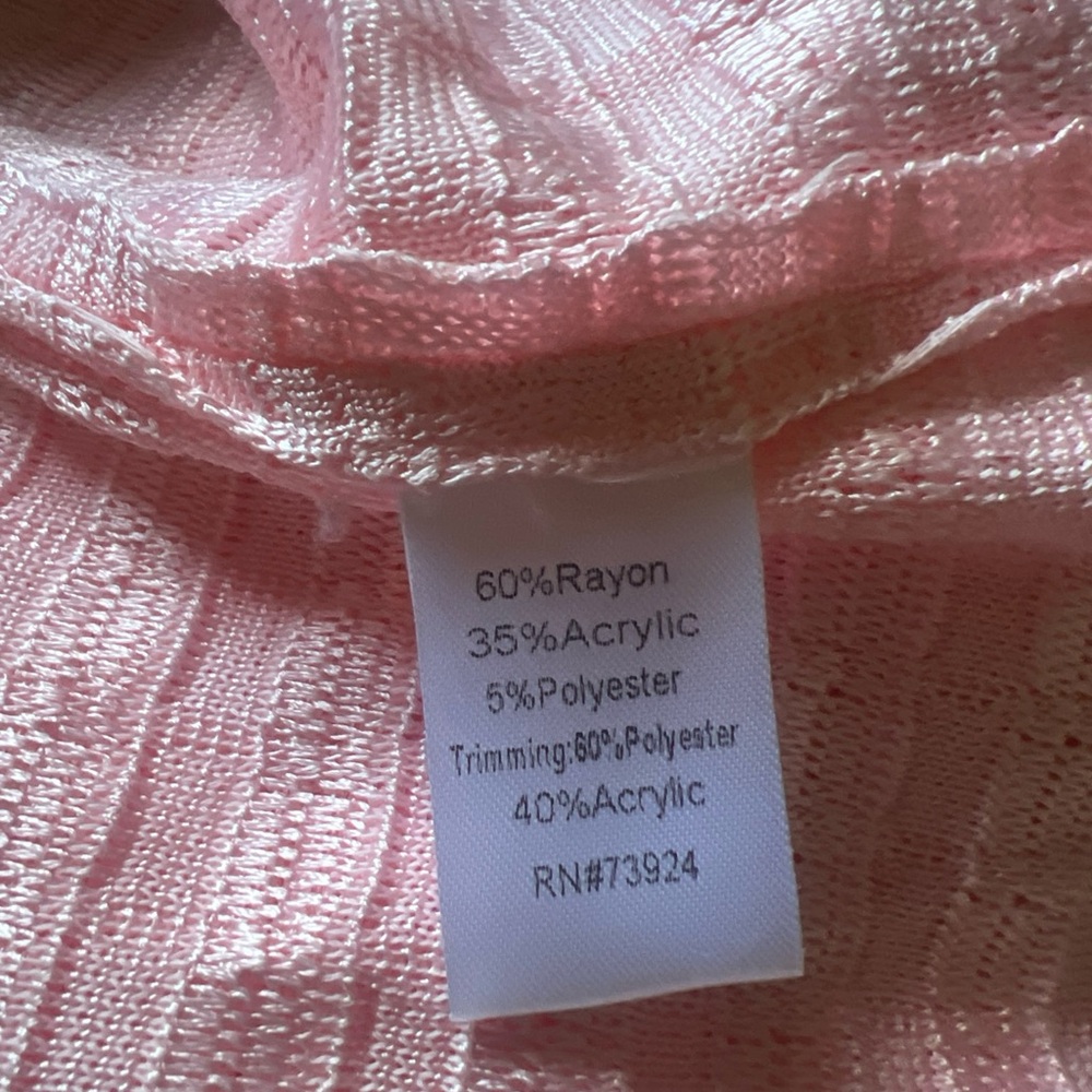 Misook Pink Textured Knit Cardigan & tank single hook pockets 3/4 sleeve XL - Picture 8 of 9